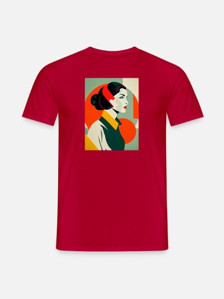 Bildnis einer Frau im Bauhausstil - Männer T-Shirt - Rot