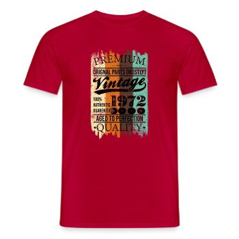 Retro-Stempel-T-Shirt von 1972 - Männer T-Shirt - Rot - Vorne - AI Model Male 178 dark (178cm)