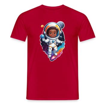 Cute Astronaut Child Cartoon Design - Men's T-Shirt - red - Front - AI Model Male 178 dark (178cm)