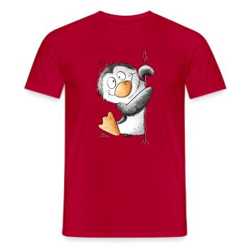 Drolliger Pinguin Wildtier Tiermotiv Cartoon - Männer T-Shirt - Rot - Vorne - AI Model Male 178 dark (178cm)