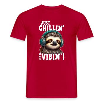 Sloth Chill Vibin graphic - T-shirt homme - rouge - Devant - AI Model Male 178 dark (178cm)