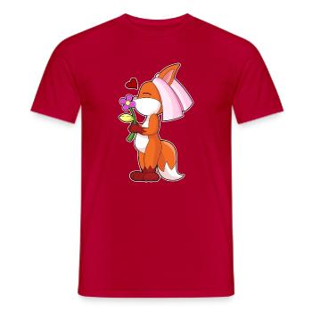 Fox Bridal Flower Wedding - Men's T-Shirt - red - Front - AI Model Male 178 dark (178cm)