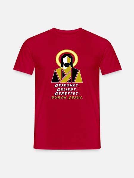 Gerettet durch Jesus  - Männer T-Shirt - Rot