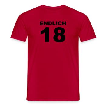 Endlich 18 - Männer T-Shirt - Rot - Vorne - AI Model Male 178 dark (178cm)