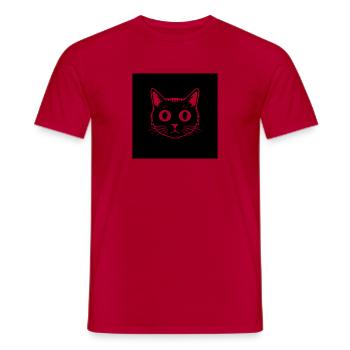 Tête de chat - T-shirt homme - rouge - Devant - AI Model Male 178 dark (178cm)