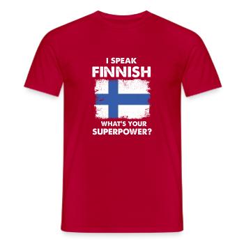 speak finnish superpower - Men's T-Shirt - red - Front - AI Model Male 178 dark (178cm)