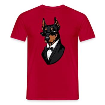 Doberman The Secret Service Agent - Men's T-Shirt - red - Front - AI Model Male 178 dark (178cm)