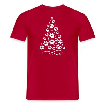 Arbre de Noël empreinte de patte - T-shirt homme - rouge - Devant - AI Model Male 178 dark (178cm)