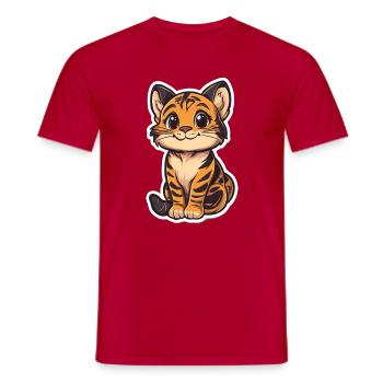 Tigre mignon - Idée cadeau amusante pour les enfants - T-shirt homme - rouge - Devant - AI Model Male 178 dark (178cm)