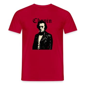 Chopin Noir Rebel Leather Portrait - Men's T-Shirt - red - Front - AI Model Male 178 dark (178cm)