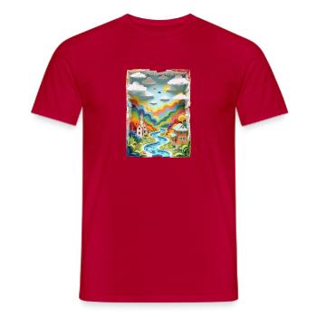 Ville faite de papier - T-shirt homme - rouge - Devant - AI Model Male 178 dark (178cm)
