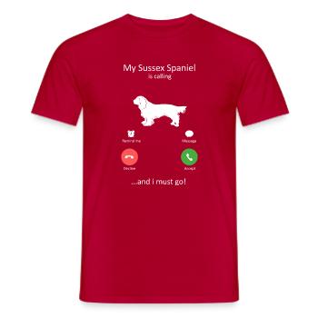Sussex Spaniel Hund ruft Hund Mama Hund Hund Papa - Männer T-Shirt - Rot - Vorne - AI Model Male 178 dark (178cm)