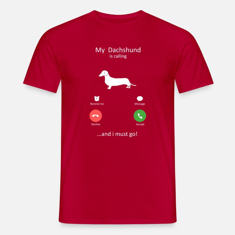 Dackel ruft Smartphone-Schnittstelle Kunst - Männer T-Shirt - Rot