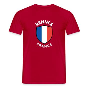 Emblème du Bouclier de Rennes-France - T-shirt homme - rouge - Devant - AI Model Male 178 dark (178cm)