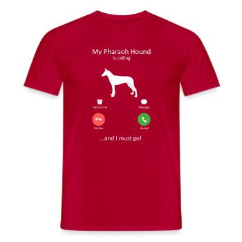 Pharaoh Hound Is Calling Funny Dog Phone Alert - Men's T-Shirt - red - Front - AI Model Male 178 dark (178cm)