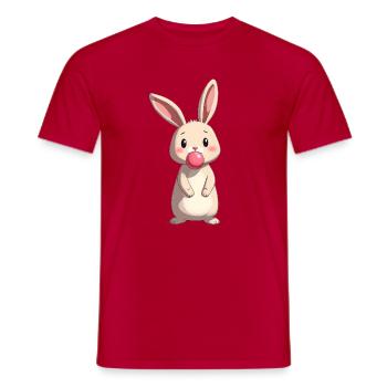 Kaninchen mit Kaugummi - Männer T-Shirt - Rot - Vorne - AI Model Male 178 dark (178cm)