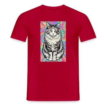 chat - T-shirt homme - rouge - Devant - AI Model Male 178 dark (178cm)