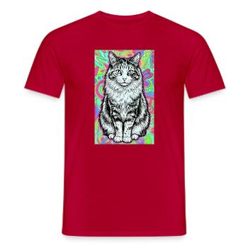 chat - T-shirt homme - rouge - Devant - AI Model Male 178 dark (178cm)