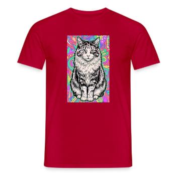 chat - T-shirt homme - rouge - Devant - AI Model Male 178 dark (178cm)