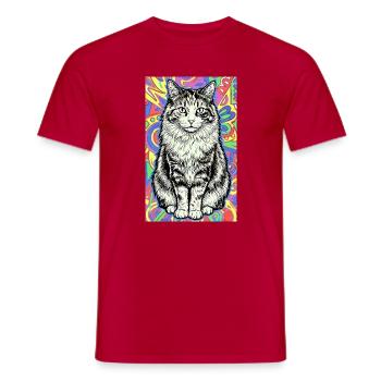 cat - Men's T-Shirt - red - Front - AI Model Male 178 dark (178cm)