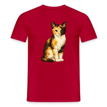 Emmi Polygon Cat Geometric Cuteness - Men's T-Shirt - red - Front - AI Model Male 178 dark (178cm)