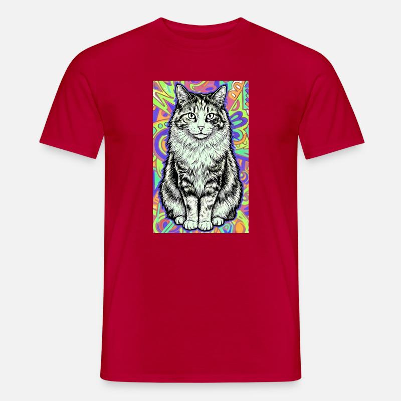 Katze - Männer T-Shirt - Rot