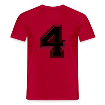 4_Nummer_4_(s31) - Männer T-Shirt - Rot - Vorne - AI Model Male 178 dark (178cm)