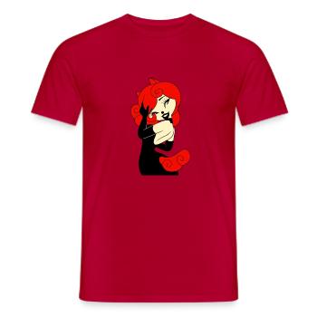 Stylisches Dark Gothic Metal Kapuzen-T-Shirt - Männer T-Shirt - Rot - Vorne - AI Model Male 178 dark (178cm)