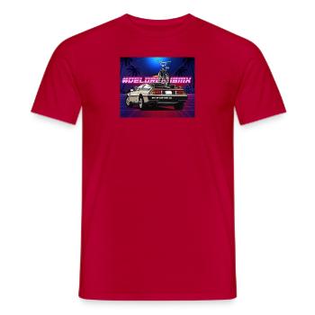 Delorean Future 80s Car avec Oldschool BMX Tour - T-shirt homme - rouge - Devant - AI Model Male 178 dark (178cm)