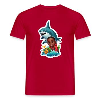 Aventure avec requin et enfant - T-shirt homme - rouge - Devant - AI Model Male 178 dark (178cm)