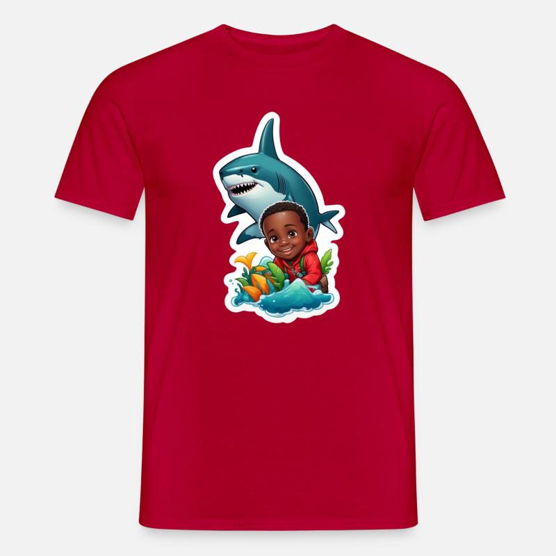 Abenteuer mit Hai und Kind - Männer T-Shirt - Rot