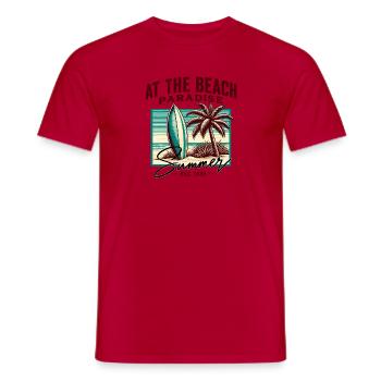 Summer Paradise on the Beach Retro Surf - Men's T-Shirt - red - Front - AI Model Male 178 dark (178cm)