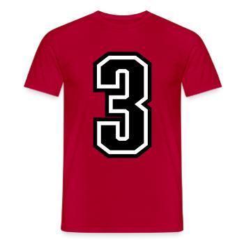 3 - Zahl 3 - Trikotnummer zweifarbig farbe ändern - Männer T-Shirt - Rot - Vorne - AI Model Male 178 dark (178cm)