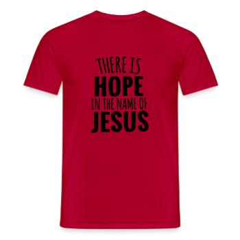 Il y a de l'espoir au nom de Jésus, don CHRÉTIEN - T-shirt homme - rouge - Devant - AI Model Male 178 dark (178cm)