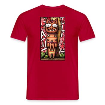 surf tiki cat - Men's T-Shirt - red - Front - AI Model Male 178 dark (178cm)