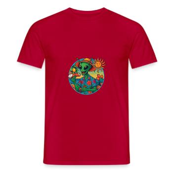 Außerirdischer Tourist in Sizilien mit Cannoli - Männer T-Shirt - Rot - Vorne - AI Model Male 178 dark (178cm)