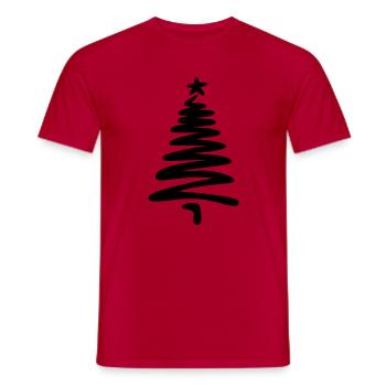 Weihnachtsbaum linear handgezeichnet - Männer T-Shirt - Rot - Vorne - AI Model Male 178 dark (178cm)