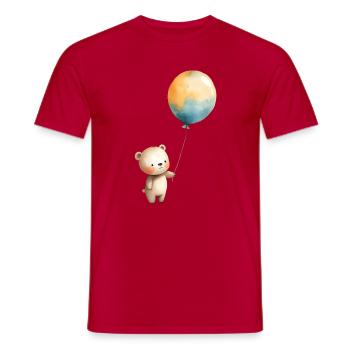 Pastel Teddy Balloon Illustration - Men's T-Shirt - red - Front - AI Model Male 178 dark (178cm)