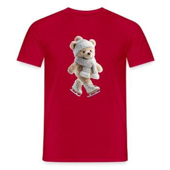 Ours en peluche glacée avec chapeau et écharpe - T-shirt homme - rouge - Devant - AI Model Male 178 dark (178cm)