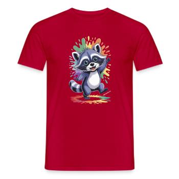 Cheerful raccoon with colors - Men's T-Shirt - red - Front - AI Model Male 178 dark (178cm)