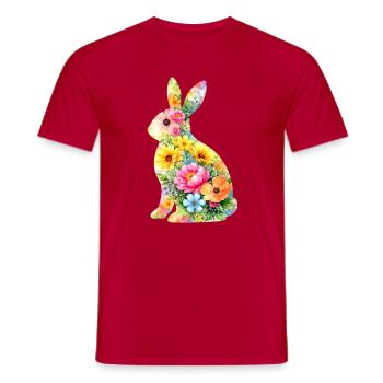 Hase Aquarell Ostern Silhouette - Männer T-Shirt - Rot - Vorne - AI Model Male 178 dark (178cm)