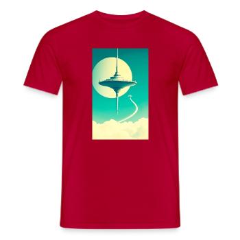 Cities Begin to Float Above the Clouds - Men's T-Shirt - red - Front - AI Model Male 178 dark (178cm)