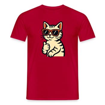 Chat avec des lunettes de soleil et le pouce levé - T-shirt homme - rouge - Devant - AI Model Male 178 dark (178cm)