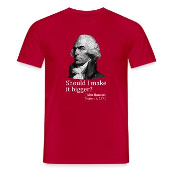 Soll ich es größer machen? John Hancock, 4. Juli - Männer T-Shirt - Rot - Vorne - AI Model Male 178 dark (178cm)