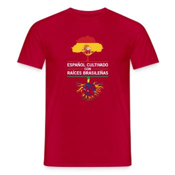 Spanien Brasilien Flaggen Wurzeln Geschenk  - Männer T-Shirt - Rot - Vorne - AI Model Male 178 dark (178cm)