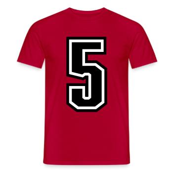 5 - Zahl 5 - Trikotnummer zweifarbig farbe ändern - Männer T-Shirt - Rot - Vorne - AI Model Male 178 dark (178cm)