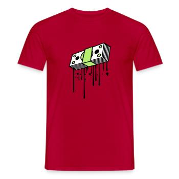 drop graffiti banknotes buendel dollar gettin - Men's T-Shirt - red - Front - AI Model Male 178 dark (178cm)