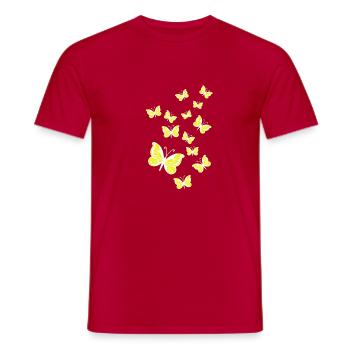 Papillons blanc-jaune - T-shirt homme - rouge - Devant - AI Model Male 178 dark (178cm)