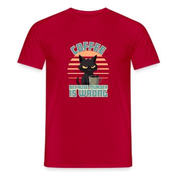Coffee, Because Murder is Wrong - Men's T-Shirt - red - Front - AI Model Male 178 dark (178cm)