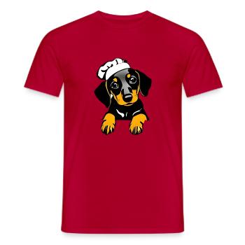 Hunde Dachshund Gastronom Hund Kochen Dackelwelpe - Männer T-Shirt - Rot - Vorne - AI Model Male 178 dark (178cm)
